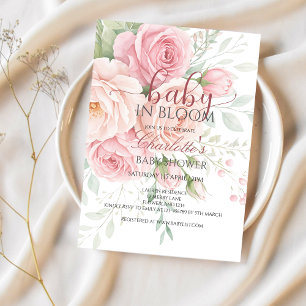 Baby in bloom   baby shower invitation template