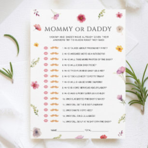 Baby in Bloom Baby Shower Mummy or Daddy Game Card