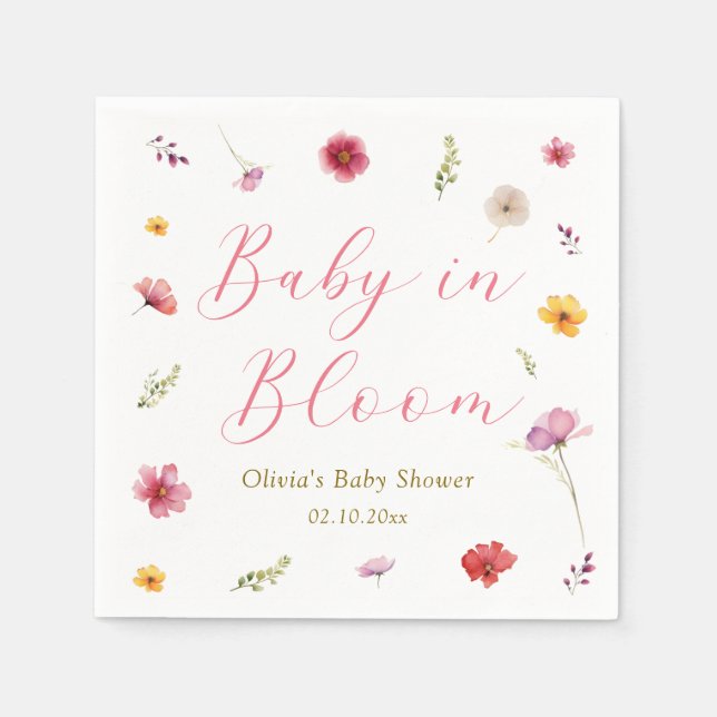 Baby in Bloom Baby Shower Napkin (Front)