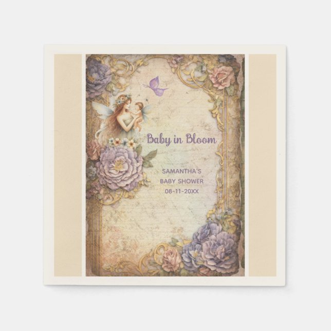 Baby in Bloom baby shower Napkin (Front)