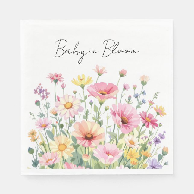 Baby in Bloom - Baby Shower Napkins (Front)