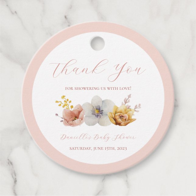 Baby in Bloom Baby Shower Party Favour Tag (Front)