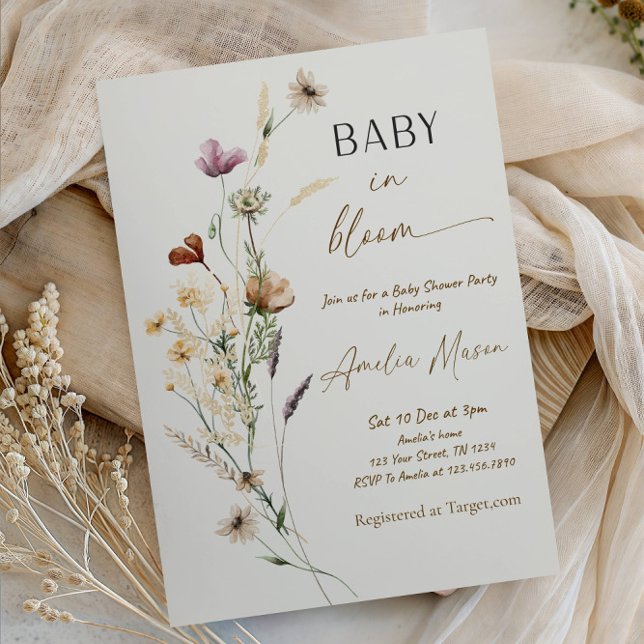 Baby in Bloom Baby Shower Party Invitation (Creator Uploaded)