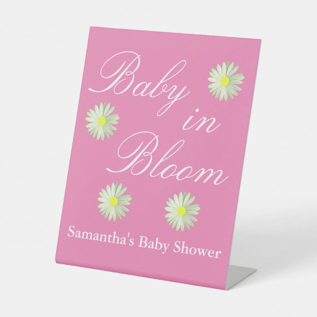 Baby In Bloom Baby Shower Pedestal Sign (Front)