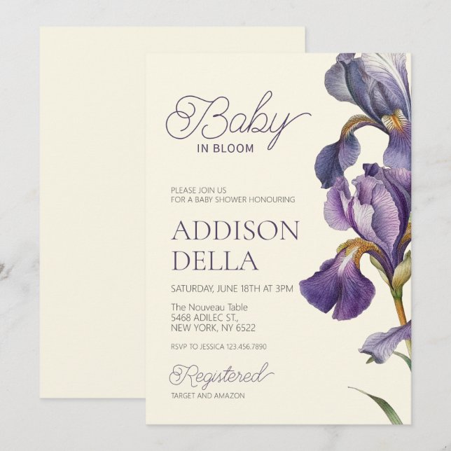 Baby In Bloom Baby Shower Spring summer floral Invitation (Front/Back)