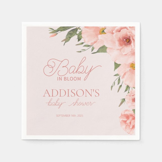 Baby In Bloom Baby Shower Spring summer floral Napkin (Front)