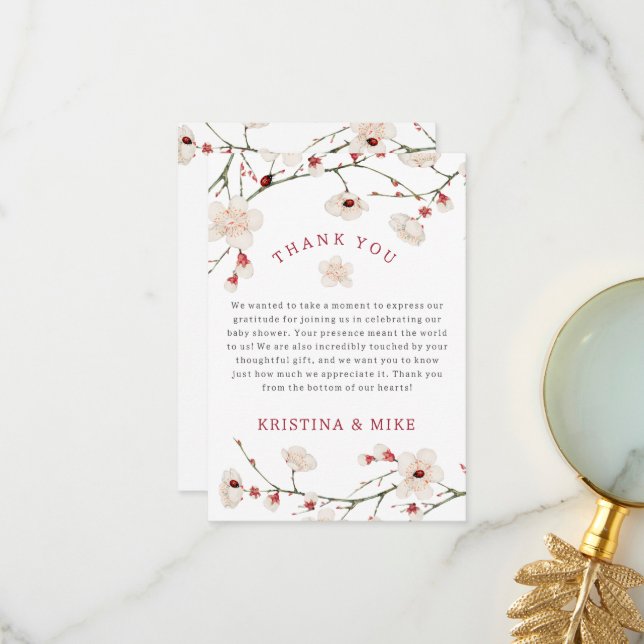 Baby in Bloom Baby Shower Thank You Card (Front/Back In Situ)