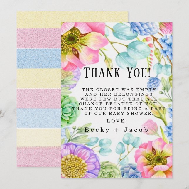 Baby In Bloom Baby Shower Thank You Cards (Front/Back)