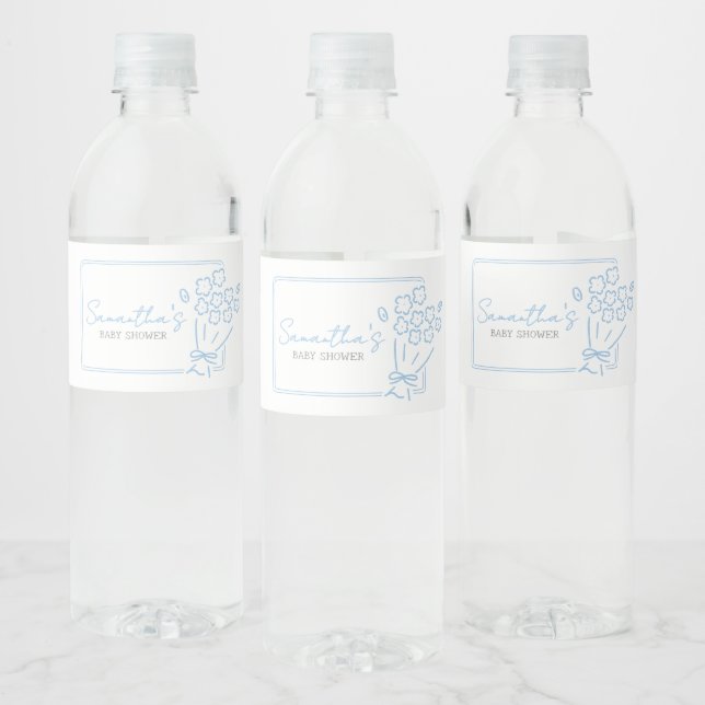 Baby In Bloom Baby Shower Water Bottle Label (Bottles)