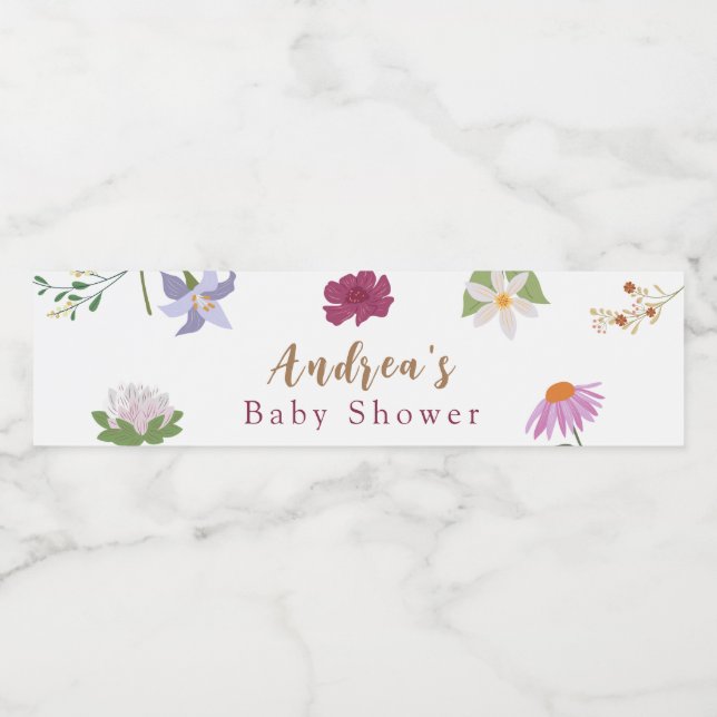 Baby in Bloom Baby Shower Water Bottle Label (Single Label)