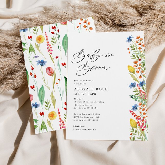 Baby in Bloom Baby Shower Wildflower Border Invitation (Creator Uploaded)