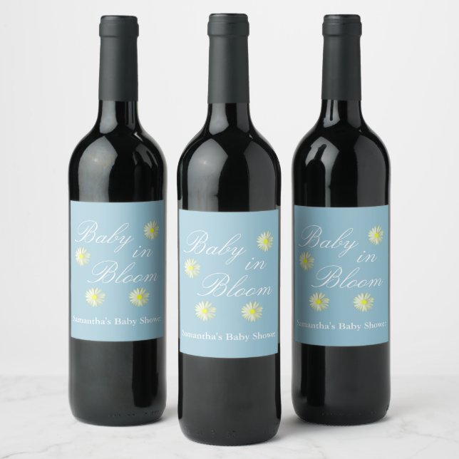 Baby In Bloom Baby Shower Wine Label (Bottles)