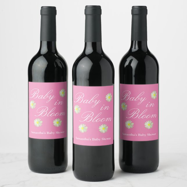Baby In Bloom Baby Shower Wine Label (Bottles)