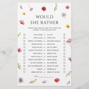 Baby in Bloom Baby Shower Would She Rather Game