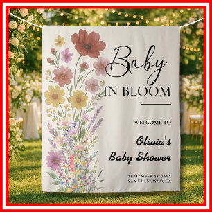 Baby in Bloom Backdrop Wildflower Baby Shower Tapestry