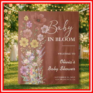 Baby in Bloom Backdrop Wildflower Baby Shower Tapestry