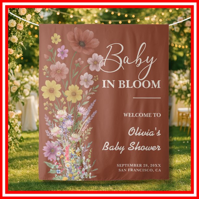 Baby in Bloom Backdrop Wildflower Baby Shower Tapestry (Creator Uploaded)