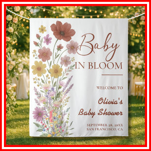 Baby in Bloom Backdrop Wildflower Baby Shower Tapestry