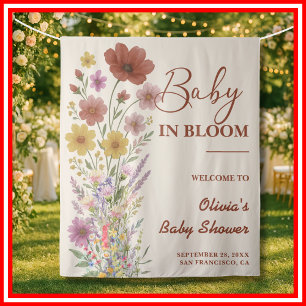 Baby in Bloom Backdrop Wildflower Baby Shower Tapestry