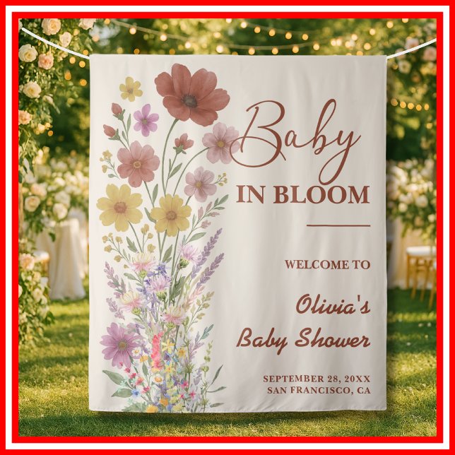 Baby in Bloom Backdrop Wildflower Baby Shower Tapestry (Creator Uploaded)