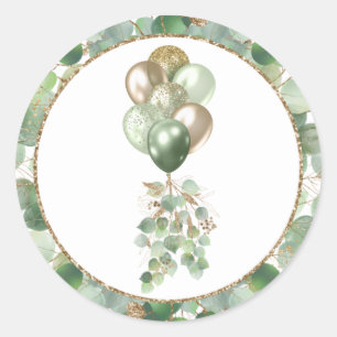 Baby In Bloom Balloon and Eucalyptus Baby Shower Classic Round Sticker