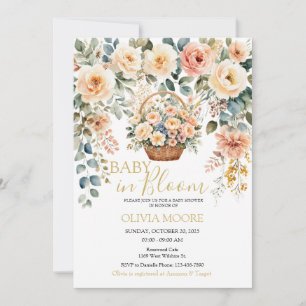 Baby in Bloom Basket of Flowers Baby Shower Invitation