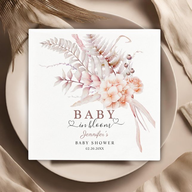 Baby in Bloom | Beige Spring Floral Baby Shower Napkin (Creator Uploaded)
