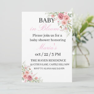 Baby in Bloom Birthday Invitation Card