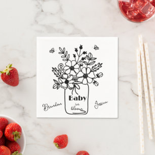 BABY IN BLOOM BLACK & WHITE SHOWER NAPKIN