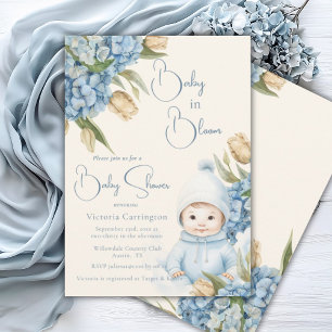 Baby in Bloom Blue Baby Boy Invitation