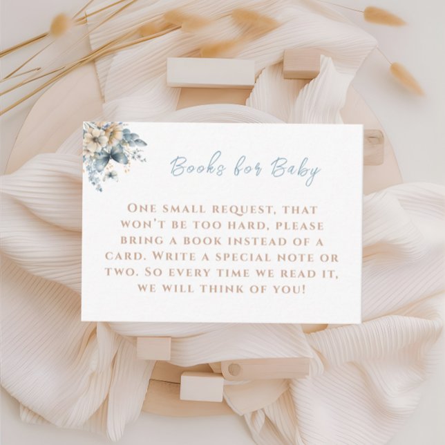 Baby In Bloom Blue Books for Baby Shower Enclosure Card (Creator Uploaded)
