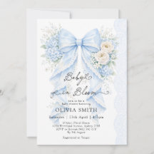 Baby in Bloom Blue Bow Floral Baby Shower