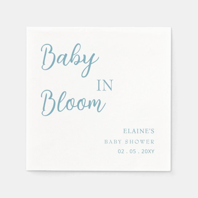 Baby in Bloom Blue Boy Baby Shower Napkin (Front)