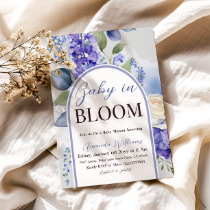 Baby in Bloom Blue Boy Floral Baby Shower Invitation