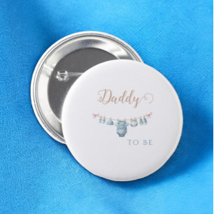 Baby In Bloom Blue Daddy to be Baby Shower 6 Cm Round Badge