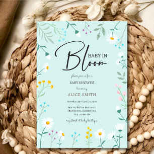 Baby in bloom blue daisy Baby shower Invitation