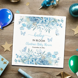 Baby in Bloom Blue Floral Baby Shower  Napkin