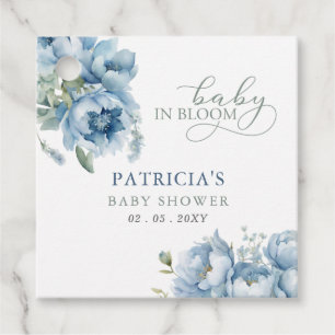 Baby in Bloom Blue Floral Boy Baby Shower Favour Tags