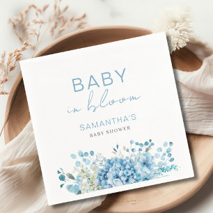 Baby In Bloom Blue Floral Boy Baby Shower Napkin