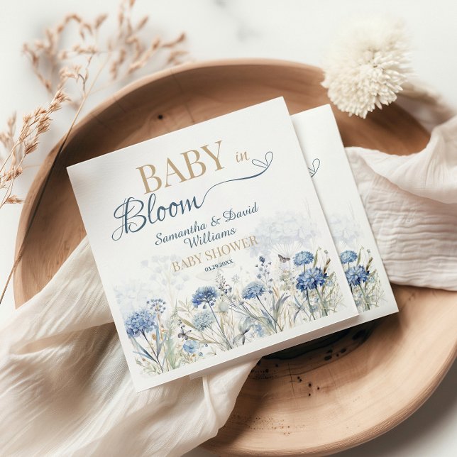 Baby in Bloom Blue Meadow Wildflower Botanical Napkin (Creator Uploaded)