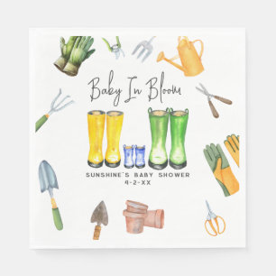 Baby In Bloom Blue Rain Boots Garden Baby Shower Napkin