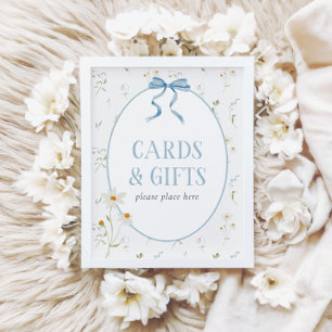Baby in Bloom Blue Spring Floral Cards & Gifts Poster