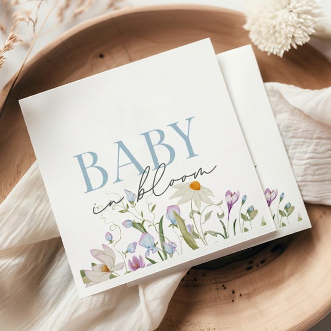 Baby in Bloom Blue Spring Floral  Napkin (Creator Uploaded)