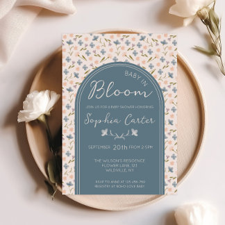 Baby in Bloom Blue Wildflower Baby Shower  Invitation