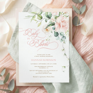 Baby in Bloom Blush Florals Baby Shower Invite
