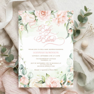 Baby in Bloom Blush Florals Baby Shower Invite