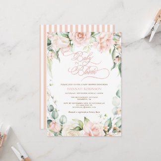 Baby in Bloom Blush Florals Baby Shower Invite
