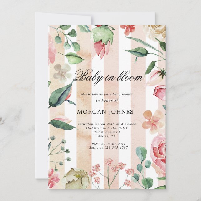 baby in bloom blush garden Baby Shower Invitation (Front)