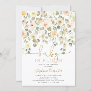 Baby in Bloom blush invitation
