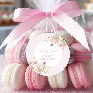 Baby in Bloom Blush Pink Floral Baby Shower Classic Round Sticker